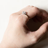 Anello vintage a cuore in oro 9K con topazio azzurro, anni ‘70