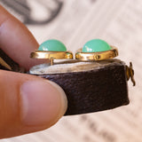 Orecchini vintage in oro 9K con crisoprase verde acqua, anni ‘60