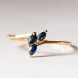 Anello vintage in oro 14K e zaffiri, anni ‘60/‘70