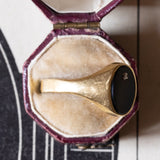 Anello vintage in oro 18K con onice e diamante, anni ‘50/‘60