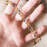 Collana vintage in oro 18K con zaffiri di taglio marquise, anni ‘70