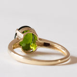 Anello solitario vintage in oro 14K con tsavorite verde, anni ‘70