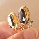 Orecchini vintage in oro giallo 18K con granati, anni ‘70
