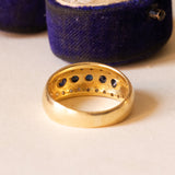 Anello vintage in oro 18K con zaffiri e diamanti, anni ‘50