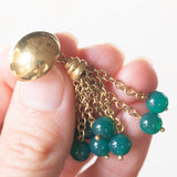 Orecchini vintage in oro 18K con perline di agata, anni '70
