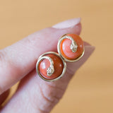 Vintage 18K gold coral earrings, 60s / 70s