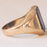 Anello vintage da sigillo in oro 9K con lapislazzuli, anni ‘60/‘70