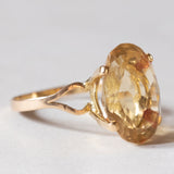 Anello vintage da cocktail in oro 18K con quarzo citrino (6ct ca.), anni ‘50/‘60
