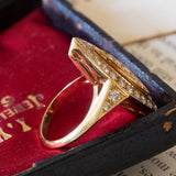 Anello a navette vintage in oro 18K con diamanti (1ctw ca.), anni ‘70