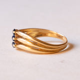 Anello vintage in oro 18K con zaffiri, anni ‘50/‘60