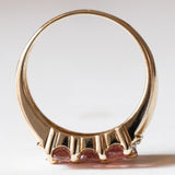 Anello vintage in oro 9K con tormaline rosa e diamanti, anni ‘80/‘90