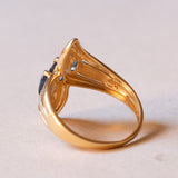 Anello vintage in oro 18K con zaffiri, anni ‘60