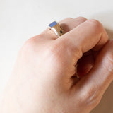 Anello da sigillo vintage in oro 14K con lapislazzuli, anni ‘50/‘60