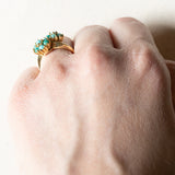 Anello Toi et Moi vintage in oro 18K con turchesi, anni '50/'60