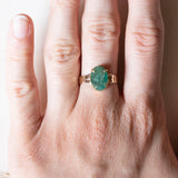 🐍 Solitario vintage in oro 14K con smeraldo, anni ‘40/‘50
