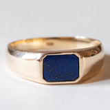 Anello da sigillo vintage in oro 14K con lapislazzuli, anni ‘50/‘60