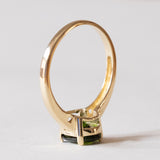 Anello solitario vintage in oro 14K con tsavorite verde, anni ‘70