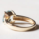 Anello vintage in oro 9K con topazio azzurro, anni ‘60