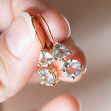 Boucles d'oreilles vintage en or 14 carats avec aigues-marines, années 70/80