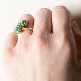 Anello Toi et Moi vintage in oro 18K con turchesi, anni '50/'60