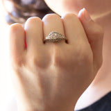 Art Deco solitaire in 18K gold and silver with approx. 1ct diamond, 1920s