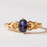 Anello vintage in oro 8K con iolite viola, anni ‘70/‘80