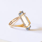 Vintage 18K gold ring with aquamarine, 70s / 80s