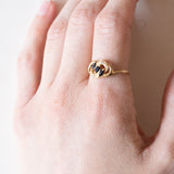 Anello vintage in oro 18K con topazi e diamanti, anni ‘50/‘60