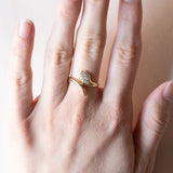 Anello a serpente vintage in oro 14K con diamanti (0.12ctw ca.), anni ‘70