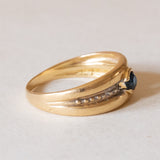 Anello a fascia vintage in oro 18K con topazio, anni ‘50/‘60