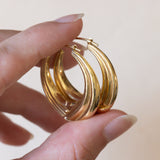Orecchini vintage a cerchio in oro 14K a canna vuota, anni ‘70