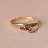 Vintage ring in 18K gold with rubies, 1970s