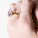 🔮 Anello vintage da cocktail in oro 18K con ametista (4.60ct ca.), anni ‘60