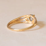 Anello vintage in oro 18K con pasta di vetro azzurra, anni ‘50