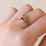 Anello vintage in oro 18K con diamanti (0.15ctw ca.), anni '50