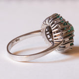 Vintage 14K white gold ring with emeralds (1.48ctw approx.) And diamonds (0.40ctw approx.), 60s / 70s