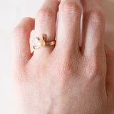 Anello vintage in oro 18K con perla, anni ‘50