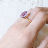 Vintage cocktail ring in 18K gold with dark purple amethyst, 1960s