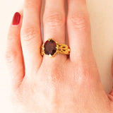 Anello vintage in oro giallo 18K con granato (4.50ct ca.), anni ‘60