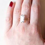 Anello vintage in oro giallo 18K con acquamarina (0.65ct ca.), anni ‘70/‘80