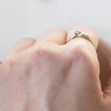 Anello retrò in oro 18K con pietra bianca, anni ‘40