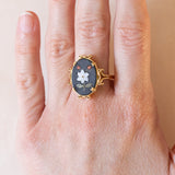 Anello vintage in oro giallo 18K con mosaico, anni ‘70/‘80