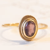 Anello vintage in oro 18K con pasta di vetro viola, anni ‘50