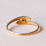 Anello vintage in oro 18K con rubino, anni ‘50