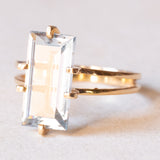 Anello vintage in oro giallo 18K con acquamarina (0.65ct ca.), anni ‘70/‘80