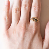 Anello vintage in oro 18K con topazi e diamanti, anni ‘50/‘60