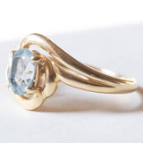 Anello vintage in oro 18K con topazio azzurro, anni ‘50/‘60