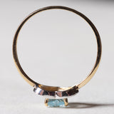 Anello vintage a cuore in oro 9K con topazio azzurro, anni ‘70