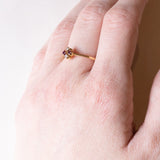 Anello vintage in oro 18K con rubini e diamanti, anni ‘80