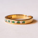 Anello vintage in oro 18K con smeraldi (0.12ctw ca.) e diamanti (0.10ctw ca.), anni ‘70